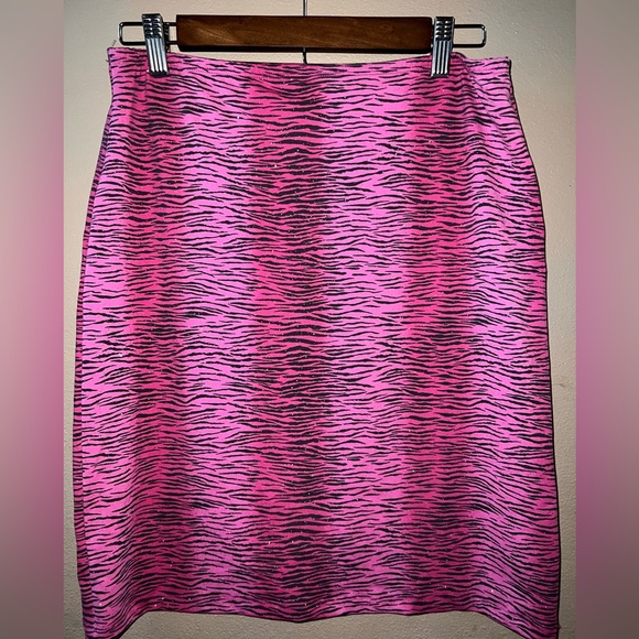 VTG USA made Pink Zebra Glitter Stretch sz L - Picture 3 of 5